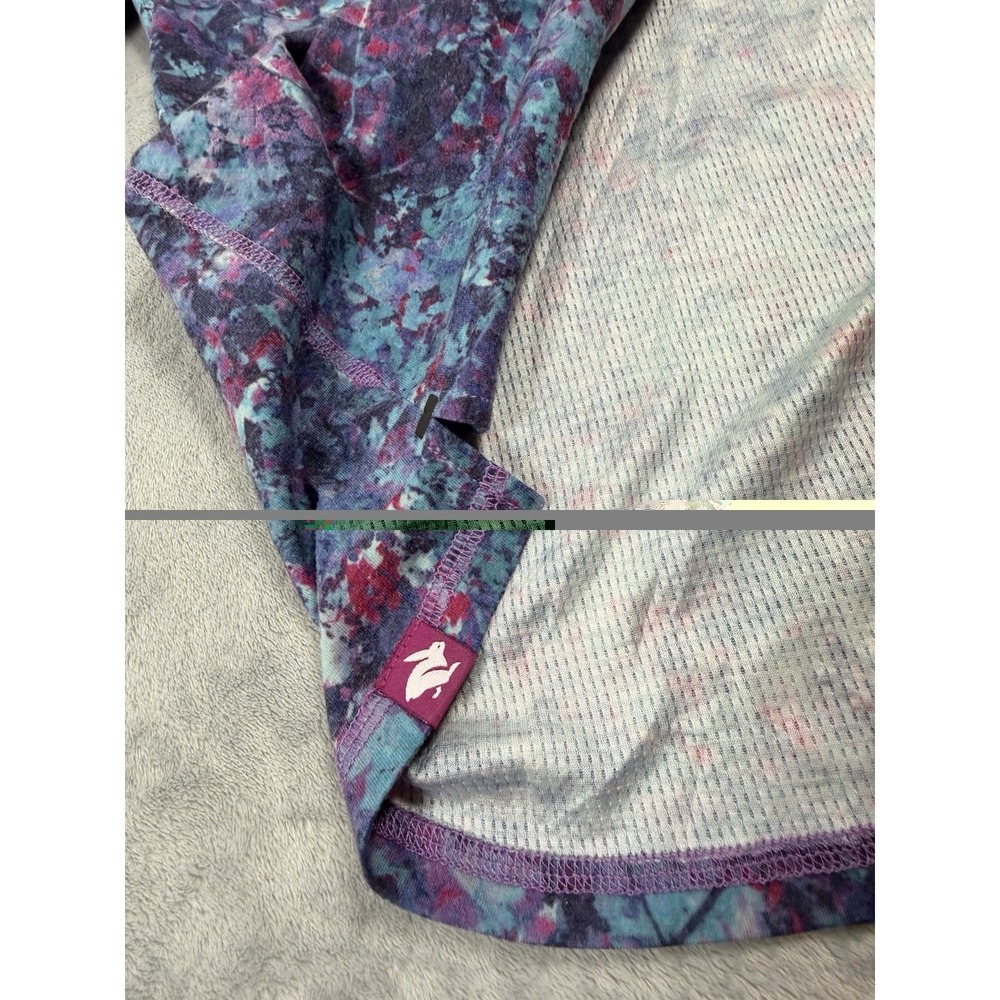 Rabbit Running Shirt Womens Large Abstract Colorful Long Sleeve Wool Thermal Top - Picture 6 of 9